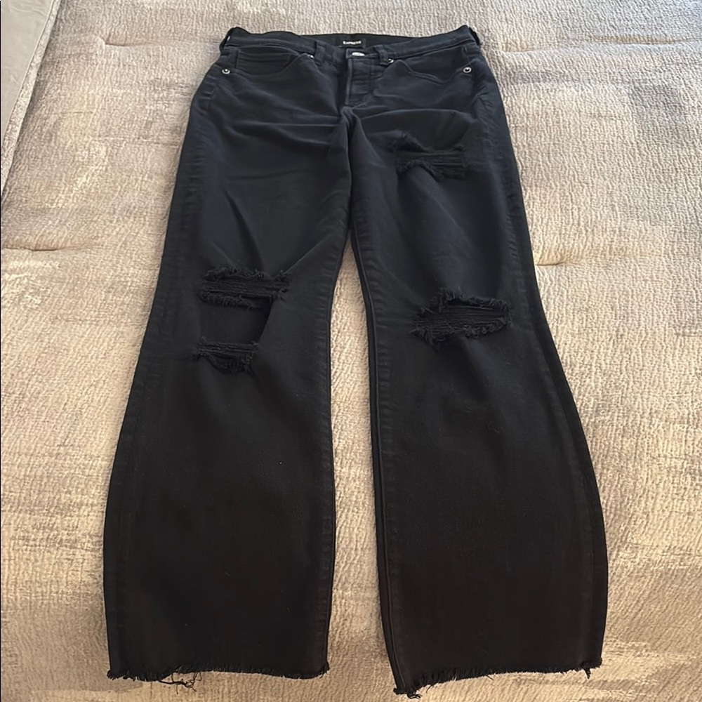 Express 90s Boot High Rise Distressed Jeans - Black